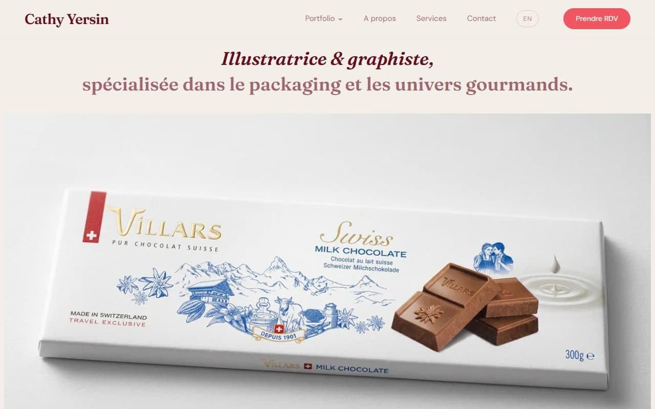 Page d’accueil de Cathy Yersin, illustratrice food et packaging